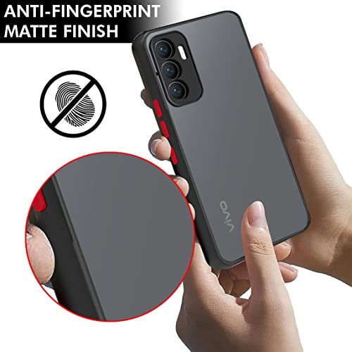 Image of WOW IMAGINE Vivo V23E 5G | Vivo Y75 4G Translucent Hybrid Back Cover Case | Smoked Matte Back | 360 Degree Protection | with Camera Bump | Protective Hard Case (Black Bumper)