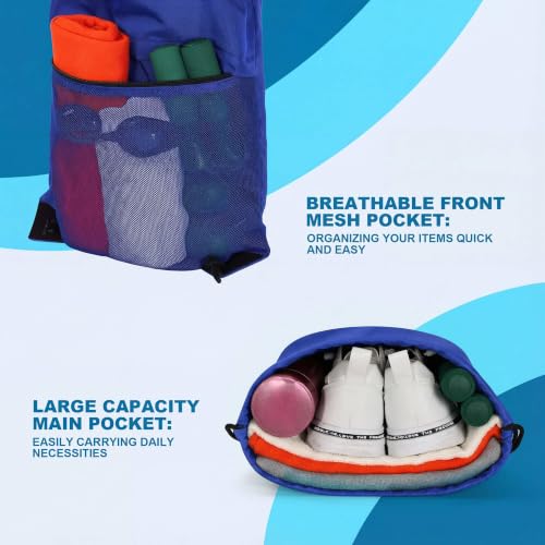 Image of TILYMOL Drawstring Backpack Gym Bag - String Gym Bag for Men & Women, Lightweight Cinch Sports Sackpack for Beach, Travel, Yoga, Swimming, Blue