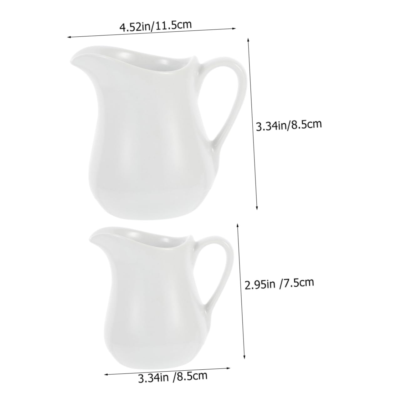 2 Stück Keramik Milchkännchen in Weiß, 100ml und 250ml