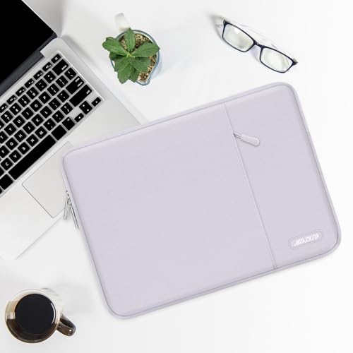 Image of MOSISO Laptop Case 13.3 inch, 13-13.3 inch Laptop Sleeve Compatible with MacBook Air /Pro 13 /Pro 14 M5 M4 M3 M2 M1, HP Dell ASUS Lenovo,Polyester Vertical Computer Sleeve Bag with Pocket, Dusty Lilac