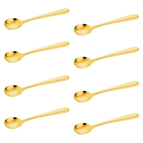Small Spoons for Spice Jars 8 PCS 3.5 Inch Mini Spoons Gold Stainless Steel Sugar Spoons for Spices Salt Sugar Pepper Honey