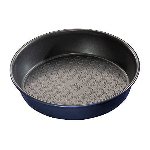 Hairy Bikers Moule à gâteau rond BKW1537 de 22,9 cm en acier au carbone anti-adhésif passe au congélateur et au lave-vaisselle Bleu 24,5 x 5 cm Cover