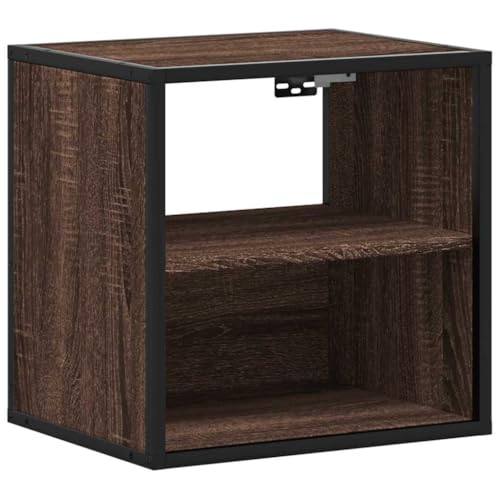 Table de chevet murale aspect chêne marron avec 2 étagères