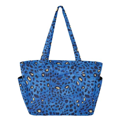 WDdZzyy Women Tote Bag Beach Pool Bags for Weekender Travel with Pocket Blue Leopard Fashion