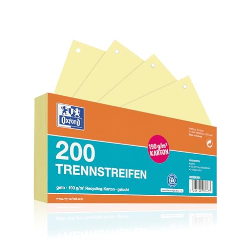 Oxford Trennstreifen, aus Karton, gelocht, 190 g/m², gelb, 200...