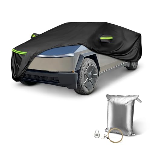SaSupfe Ultrathin Truck Cover for Tesla Cybertruck,Waterproof Lightweight Car Cover,Easy Install,with Zipper Door,All-Season Protection(Black)