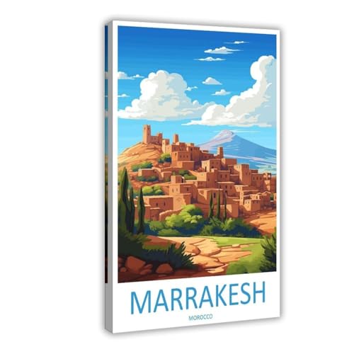 Marrakesch Reisekunst, Marokko-Kunst, Geschenk, Leinwandposter, Wandkunst, Dekordruck, Bild Gemälde für Wohnzimmer, Schlafzimmer, Dekoration, 40 x 60 cm