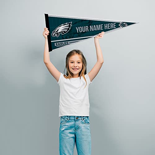 Image of Rico Industries NFL Football Philadelphia Eagles Personalized - Custom 12 inch x 30 inch Soft Felt Pennant - EZ to Hang