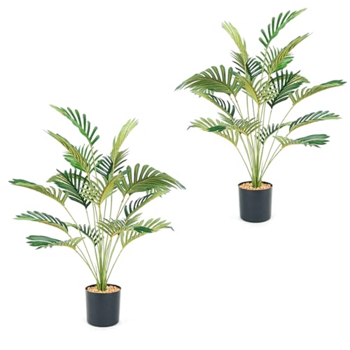 2Pcs 28' Artificial Palm Trees in Pot - Faux Areca Plants for Indoor & Outdoor Decor, Perfect for...