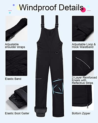 Image of CREATMO US Boy's Snow Bibs Kids Ski Pants Waterproof Insulated Winter Overalls