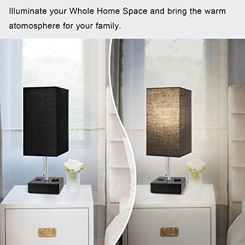 3-Color Temperature Small Black Table Lamps For Bedroom Set Of 2 Bedside Lamp With Usb Port And Ac Outlet Living Room Lamps For Nightstand With Metal Base Bed Lamp Desk Lamps For Study (Bulb Included) #TOP4