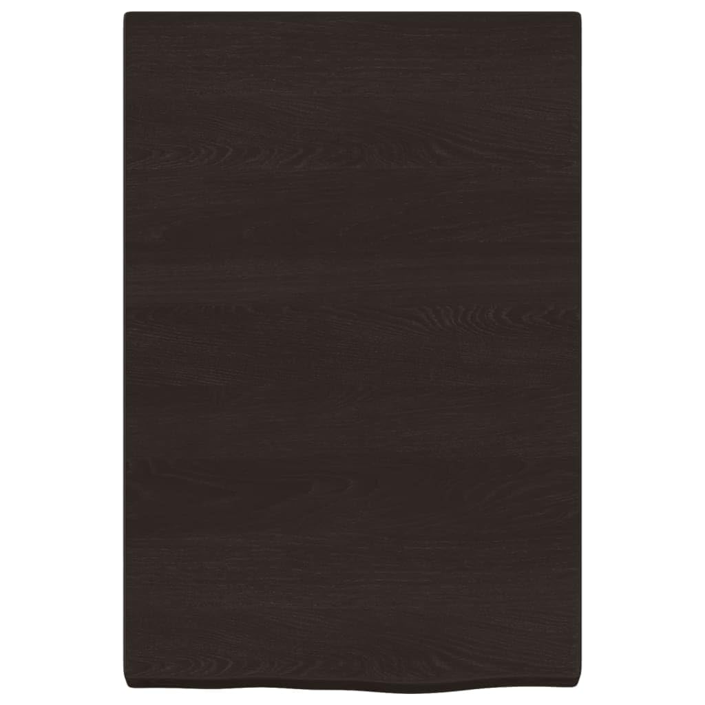 Blat umywalki, ciemnobrązowy, lite drewno, 40 x 60 x (2-4) cm, z naturalną krawędzią, do kuchni, na blat roboczy, biuro, jadalnię, warsztat, półkę, do renowacji, majsterkowania