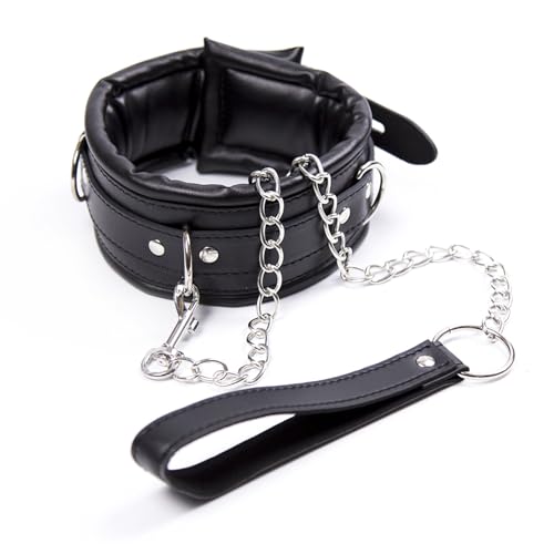 YUZHO Halsband damen für sex Erwachsene Einstellbar Lederhalsband mit Ketten Gepolstert BDSM Bondage Erotik Sexspielzeug Fetisch Halsbänder Leinen Fetisch Sexspielzeug für Paare Extrem Sex