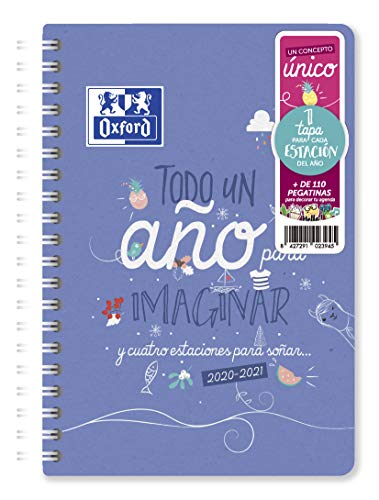 Agenda Escolar 2020/2021 Oxford con cuatro portadas. Día página. 12x18 cm. Castellano.
