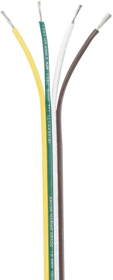 Ancor 154525 Marine Grade Electrical Flat Tinned Ribbon Boat 4-Cable Wiring (16-Gauge, 250-Feet)