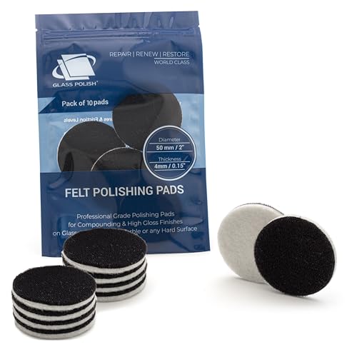 Image of GLASS POLISH PRO Rayon Felt Polishing Pads 2 inch (50mm) - Pack of 10 | For Cerium Oxide Glass Polishing, Scratch Removal, Plastic & Headlight Restoration, Metal Polishing & Clear Coat Finishing