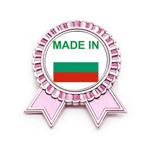 Broche Bulgarie Country Love rose en métal pour personnaliser un vêtement