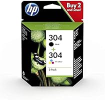 HP 304 Multipack Original Druckerpatronen (Schwarz, Farbe) für HP DeskJet , 2er Packung