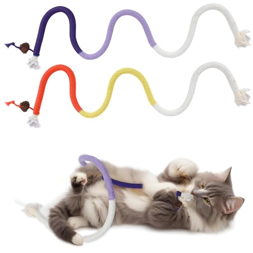 InnoHHustle 2pcs Cat Chew Rope Toys Catnip Rope Toys 70cm Bite-Resistant Sisal Rope Cat Toy for Indoor Kitten Teeth Cleaning Chew Toys for Pet Goods Interactive Bite-Proof Supplies for All Breeds