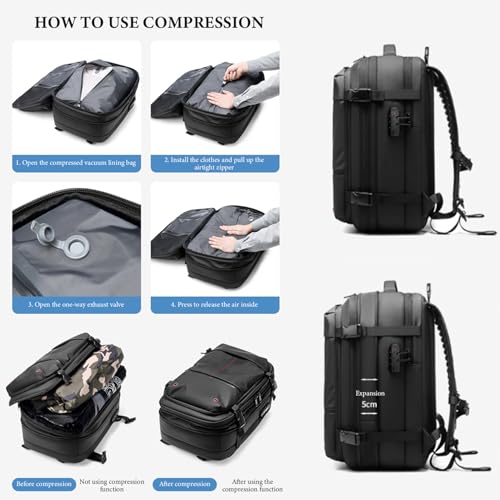 ¿Falta de espacio? Mochila de vacío 60L ampliable e impermeable para hombres 6