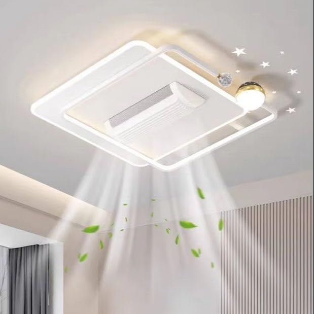 The Crafted Gesture Modern White Square BLDC Ceiling Fan with LED Light ...