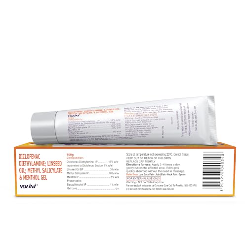 Image of Volini Pain Relief Gel 100g - Deep Penetrating Formula for Muscle Pain & Joint Pain - Long Lasting Relief with Diclofenac Diethylamine