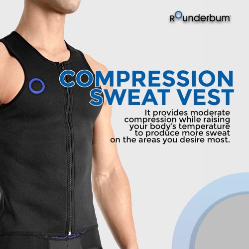 Rounderbum Men’s Compression Tech Sweat Vest – Workout Sweat Vest with Zipper, Black3