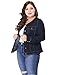 Agnes Orinda Denim Jacket for Women Plus Size Collarless Long Sleeve Button Down Jean Jacket 2025 Western Outfit 3X Blue