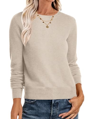 Women's Long Sleeve Sweater Classic 2024 Fall Soft Basic Crewneck Business Casual Pullover Tops Trendy Outfits