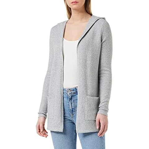 VERO MODA Damen Kapuzen-Strickjacke Cardigan VMDoffy 10235948 Light Grey Mel M Cover