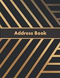 Address Book with Alphabetical Tabs: Large Print - Black & Gold Organizer for Over 300 Personal Contacts - Entry Blanks for Mailing Addresses, Home ... Information - 8.5 x 11' Big Phonebook Planner