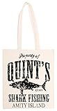 Nachhaltig, umweltfreundlich Kwantees Quints Shark Fishing Amity Island Beige Totebag umweltfreundliche Unisex-Tasche