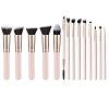YJ-Anyue Makeup Brushes Pink wooden Makeup Brushes Set Premium Synthetic Foundation Brushes Blending Face Powder Eye Shadow Concealer Make Up Brushes Tool (14PCS Pink)