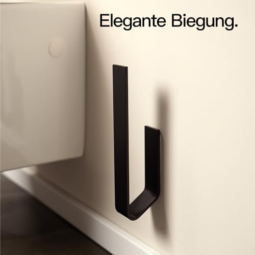 Designfabrik Hamburg Ersatzrollenhalter ohne Bohren | Toilettenpapierhalter selbstklebend für 2 Klorollen | Wandhalter für Bad & Gäste WC | WC Rollenhalter Schwarz | Modernes Design | Matt Schwarz