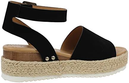 Soda Women's Open Toe Halter Ankle Strap Espadrille Sandal (11 M US, Black) | Image 2