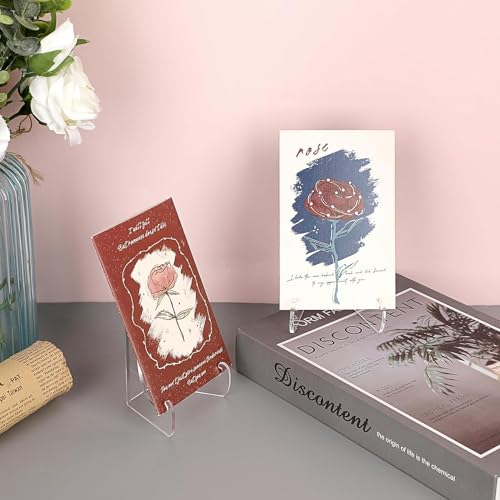 Image of BIGIMALL Acrylic Clear transperent Display Easel with deep Support Shelves Pack of 2 Piece (for small and light weight product display)