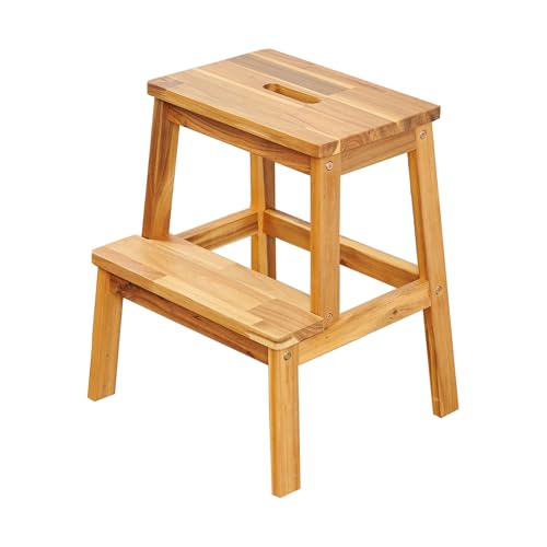 Lestar Wooden Step Stool, Solid Wood Bed Step Stool, Kids Multi-Purpose 2 Step Stool for Kitchen, Bed, Bathroom