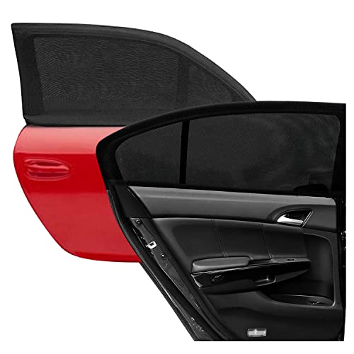 Car Window Shade, Upgraded Breathable Mesh Car Rear Side Window Sunshades Protect for Baby Kids from The Sun Universal Fit for Most of Cars SUV MPV Road Travel Accessories, Black, 2 Pack (Universal)