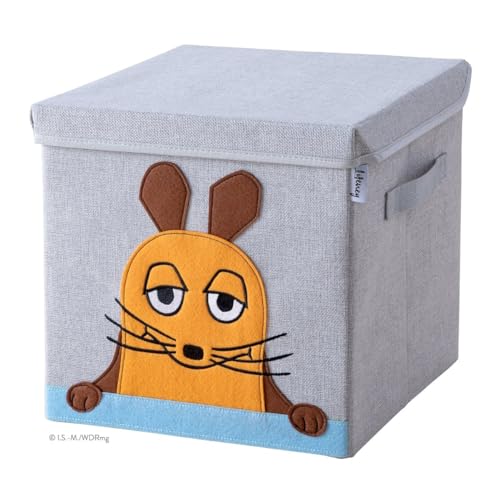 LIFENEY meets Die Maus Aufbewahrungsbox mit Deckel für Kinder – Box mit der bekannten Maus zum Verstauen von Spielzeug – 30 x 30 x 30 cm passend für klassische Würfelregale