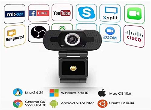 N /A Webcam 1080P Full HD Computerkamera mit Mikrofon, 5 Millionen Pixel, Videoaufnahme, Konferenz-Webcam (Schwarz, HD 1280 Fokus) – Bild 3