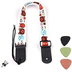 Cute Soft Polyster Cartoon Ukulele Shoulder Strap Small Guitars Strap, Hawaiian, Tenor Ukuleles, Concert Ukuleles, White - Les Beatles, Paul McCartney, John Lennon, RIngo Starr, George Harrison
