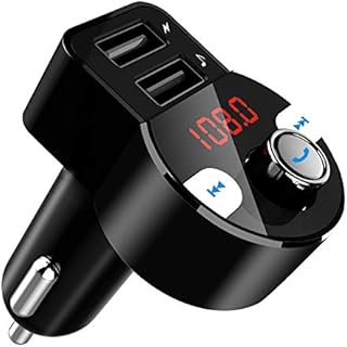 FirstE FM Transmitter Bluetooth 4.2 Car Radio Audio Adapter, FM Modulator Car MP3 Player Handsfree Car Kit Support 5V 3.1A Dual USB Ports/Voltage Detection, Play USB Disk/SD Card(64G) (Black)