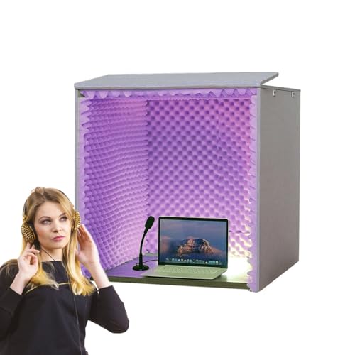 Habitación de Aislamiento Acústico para Estudio en Casa, Cabina Portátil para Grabación, Cubierta de Escritorio para Aislamiento de Micrófono, Color Púrpura