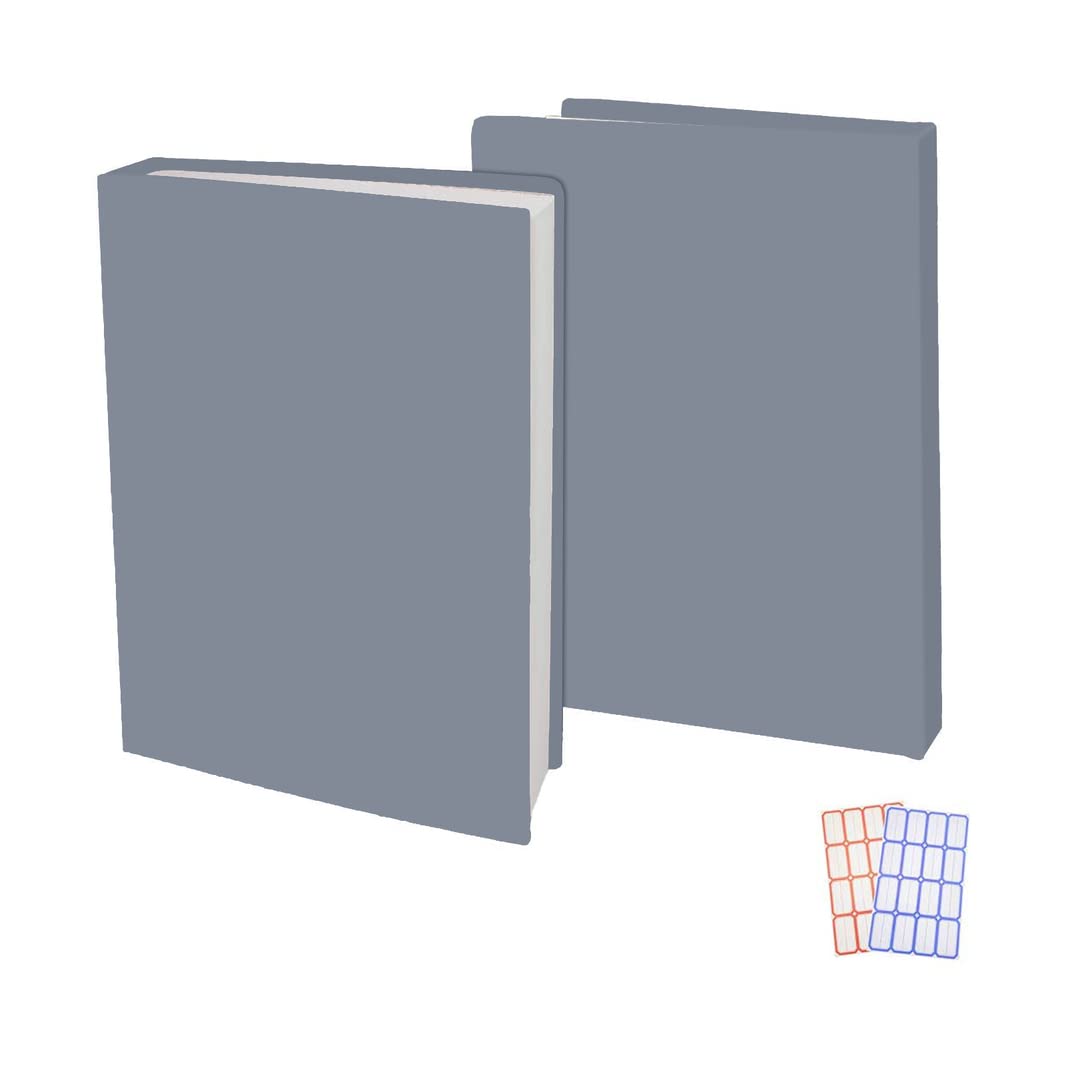 2 Pack Stretchable Book Sleeve Covers, for Paperbacks Hardcover Textbooks up to 9" x 12", Office Supplies with Free Sticker Labels (2 Pack, Grey)