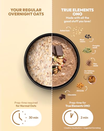 Image of True Elements Overnight Oats Choco Bae 62g Pack of 3 | Ready-to-Eat Breakfast | High Protein, Fibre & Chocolate Flavour | Healthy Instant Oats Snack