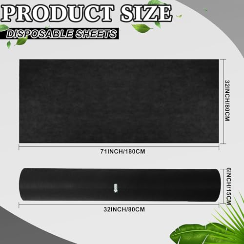 2 Rolls 100 Sheets Disposable Massage Table Paper Roll 32\" x 71\" Bed Roll Non-Woven Spa Bed Sheets Exam Table Sheets Table Paper Covers for Massage Spa Beauty Salon Waxing Exam Tables (Black) - Thumbnail 3