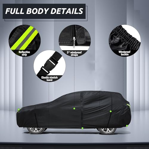 Image of 6 Layers Car Cover Waterproof All Weather for Automobiles, SUV Cover Size A7 Universal Fit for Toyota Highlander, Honda Pilot, Nissan Pathfinder, BMW X5 /X6 (191-201 inch)