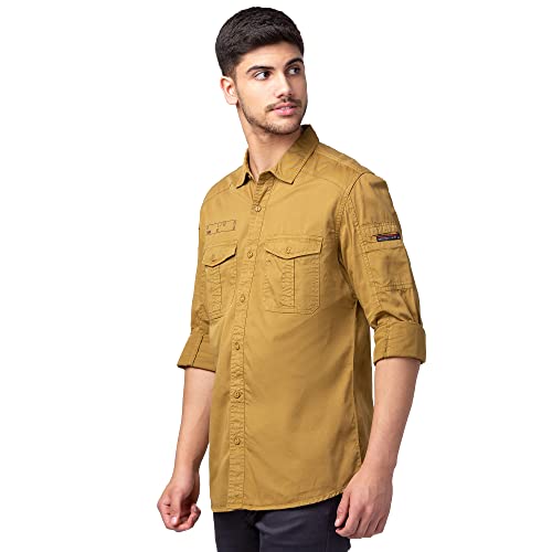 Image of Spykar Men's Slim Fit N /A Full Sleeve Solid Casual Shirts