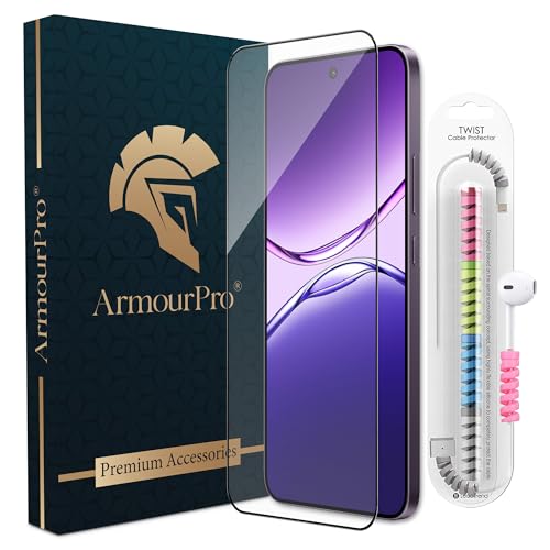 Image of ArmourPro Military Grade Gorilla Tempered Glass Screen Protector Compatible for Oppo F29 with Edge to Edge Coverage, Cable Protector and Easy Installation kit (6.7 Inch)