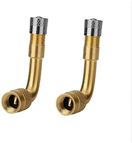 Fontic 2-Pack 90 Degree Angled Brass Car Motorcycle Scooter Bike Universal Schrader Valve Stem Extension Adapter